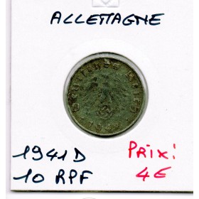 Allemagne 10 reichspfennig 1941 D, TTB KM.101 Munich