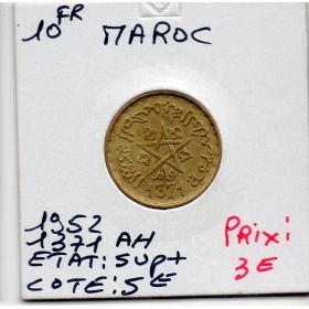 Maroc 10 francs 1371 AH -1952 Sup+, Lec.262 Mohammed V