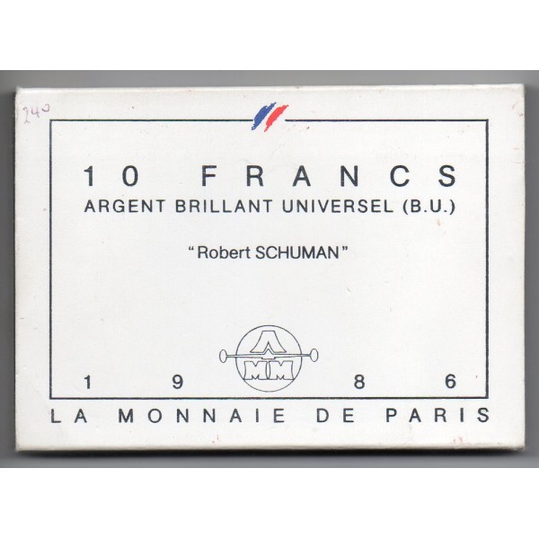 Epreuve argent 10 francs Schuman BU 1986