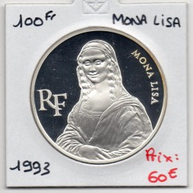 100 francs Argent, BE, 1993, Mona Lisa - La Joconde