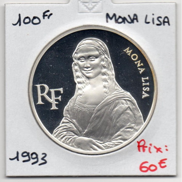 100 francs Argent, BE, 1993, Mona Lisa - La Joconde