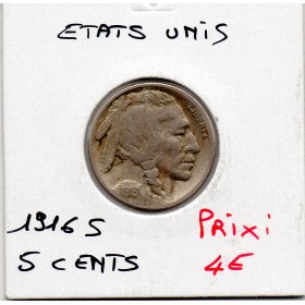 Etats Unis 5 cents 1916 S TTB, KM.134 Buffalo