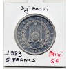 Djibouti 5 francs 1989 Spl, KM.22 Tête d'antilope
