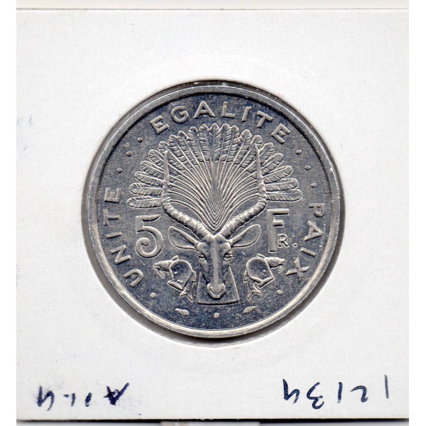 Djibouti 5 francs 1989 Spl, KM.22 Tête d'antilope