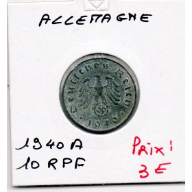 Allemagne 10 reichspfennig 1940 A, TTB KM.101 Berlin