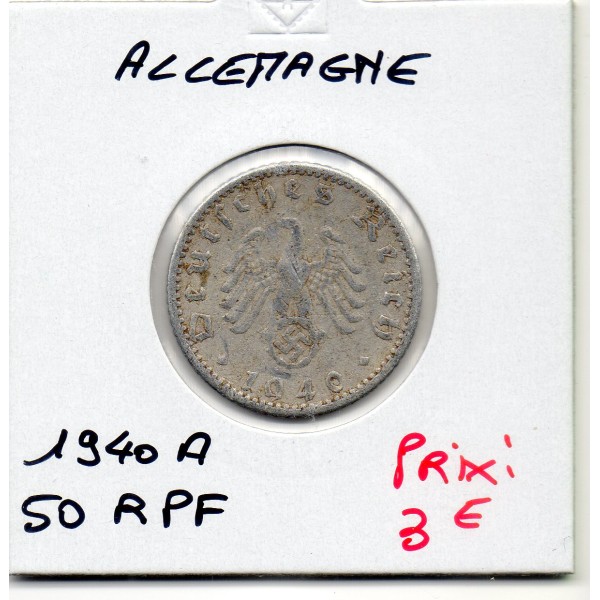 Allemagne 50 reichspfennig 1940 A, TTB KM.96 Berlin