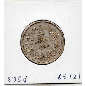 Belgique 2 Francs 1909 en Français TTB, KM.58 Leopold II