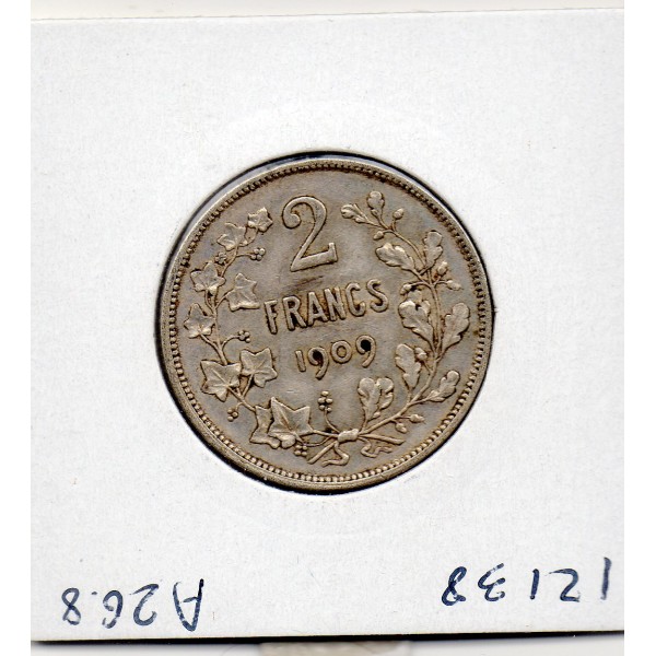 Belgique 2 Francs 1909 en Français TTB, KM.58 Leopold II