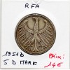 Allemagne RFA 5 deutche mark 1951 D, TTB KM.112 Munich