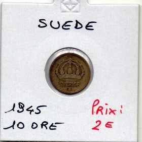 Suède 10 Ore 1945 TTB, KM.816 Gustaf V