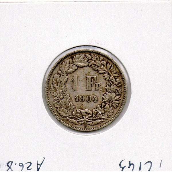 Suisse 1 franc 1904 TB, KM.24 Helvetia debout