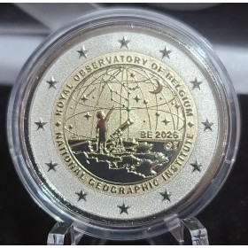 2 euro commémorative, Belgique 2026, Institue géographique & Observatoire royal, Polissage inversé