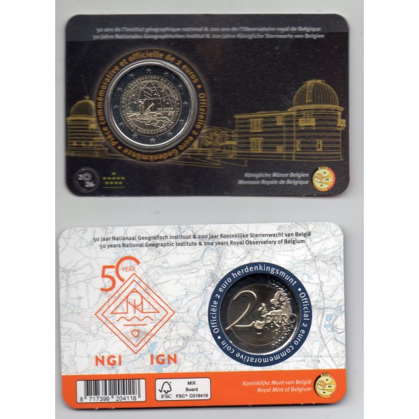 2 euro commémorative Belgique 2026, Institue géographique & Observatoire royal, version Française