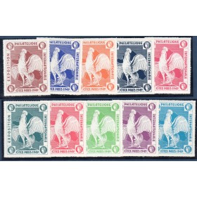 lot de 10 vignettes officielles annonce centenaire du timbre citex de 1949