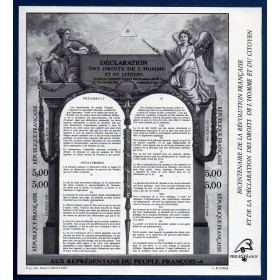 Bloc Feuillet timbres France 11b Déclaration des droits de l'homme en noir non dentelé petite froissure au dos