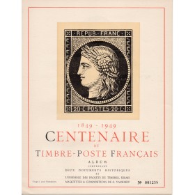 Rare document du centenaire du timbre 1849-1949 avec 27 vignettes