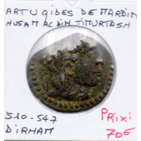 Artuqids de Mardin Hussam al-din Timurtash dirham ae 516-547 AH Tête séleucide