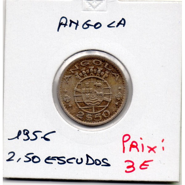 Angola 2 1/2 escudos 1956 TTB, KM.77 Colonie