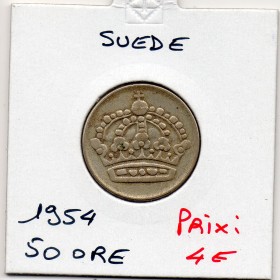 Suède 50 Ore 1954 TTB, KM.825 Gustaf VI Adolf
