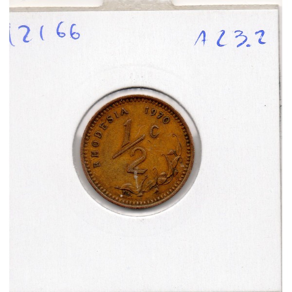 Rhodésie 1/2 cent 1970 TTB, KM.9 armoiries