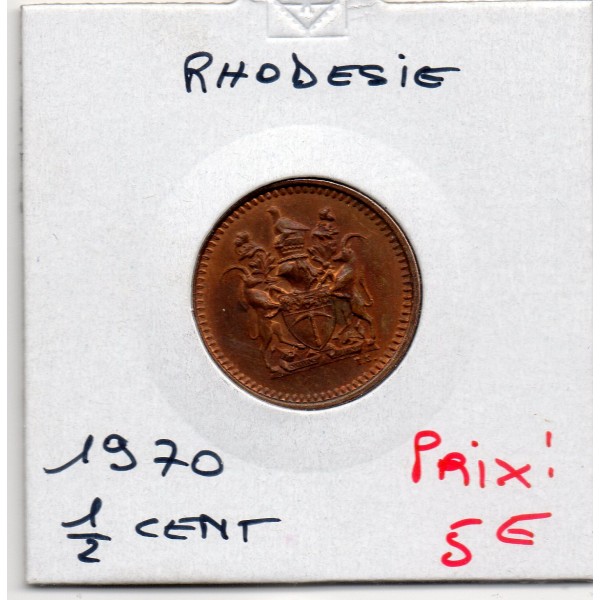 Rhodésie 1/2 cent 1970 Sup, KM.9 armoiries