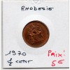 Rhodésie 1/2 cent 1970 Sup, KM.9 armoiries