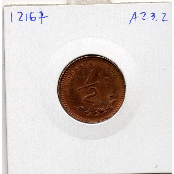Rhodésie 1/2 cent 1970 Sup, KM.9 armoiries