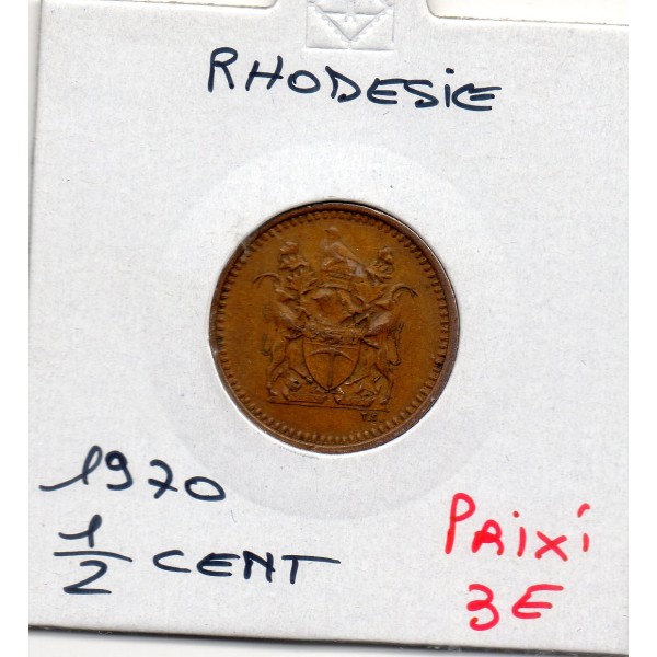 Rhodésie 1/2 cent 1970 TTB, KM.9 armoiries