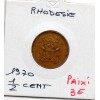 Rhodésie 1/2 cent 1970 TTB, KM.9 armoiries