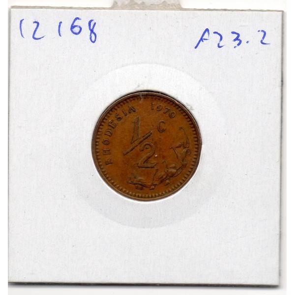Rhodésie 1/2 cent 1970 TTB, KM.9 armoiries
