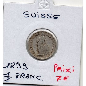 Suisse 1/2 franc 1899 TB, KM.23 Helvetia debout