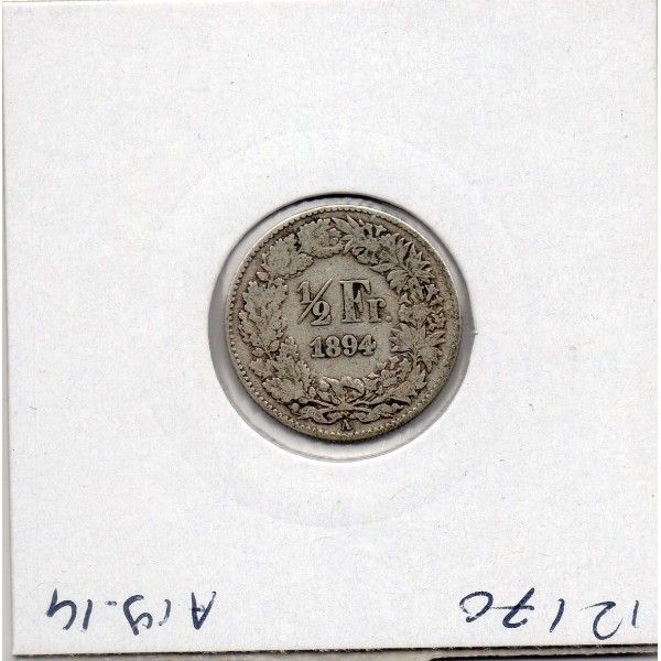 Suisse 1/2 franc 1894 TB, KM.23 Helvetia debout