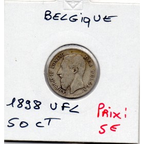 Belgique 1/2 Franc 1898 en Flamand TB, KM.27 leopold II