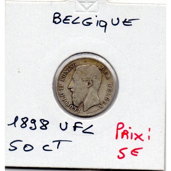 Belgique 1/2 Franc 1898 en Flamand TB, KM.27 leopold II