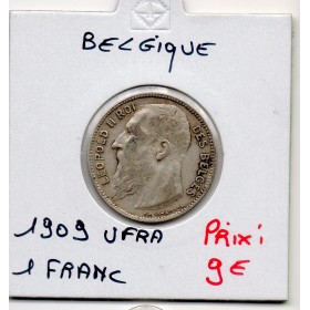 Belgique 1 Franc 1909 en Français TTB-, KM.56 leopold II