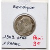 Belgique 1 Franc 1909 en Français TTB-, KM.56 leopold II