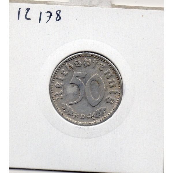 Allemagne 50 reichspfennig 1939 D, Sup KM.96