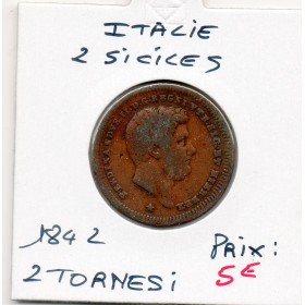 Italie Deux Siciles  2 Tornesi 1842 TB, KM.327 Ferdinand II