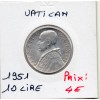 Vatican 10 lire 1951 Sup , KM.52 Pie ou Pius XII
