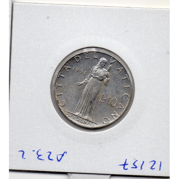 Vatican 10 lire 1951 Sup , KM.52 Pie ou Pius XII
