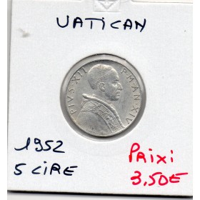 Vatican 5 lire 1952 Sup, KM.51 Pie XII