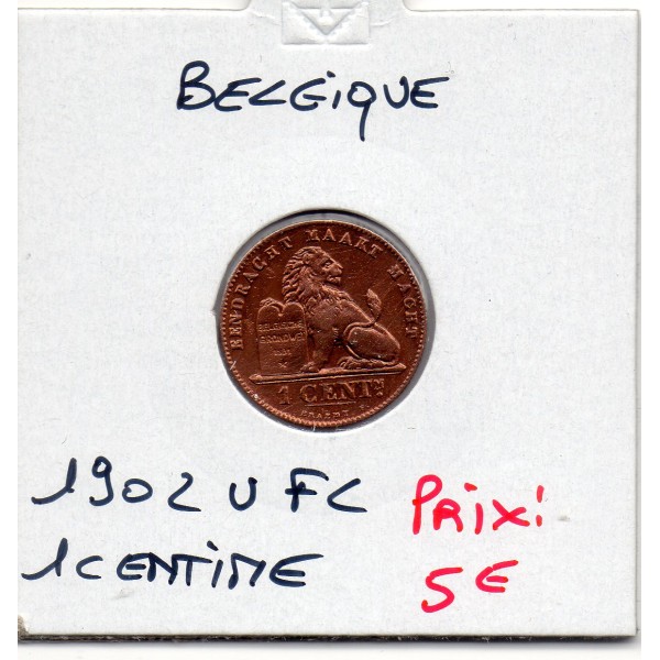 Belgique 1 centime 1902 en flamand Spl, KM.34 Leopold II