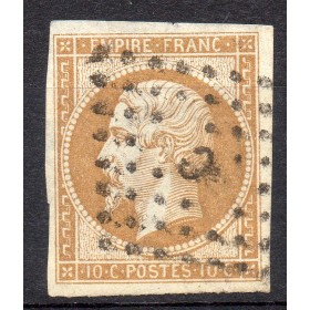 Timbre France Yvert No 13A Type I Empire 10c Bistre Oblitéré Ambulant