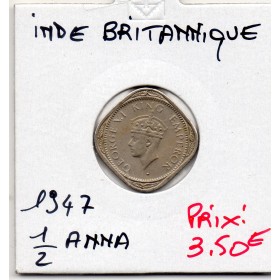 Inde Britannique 1/2 anna 1947 Calcutta Sup, KM.535 Georges Vi