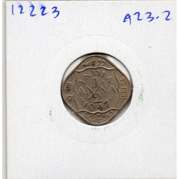 Inde Britannique 1/2 anna 1947 Calcutta Sup, KM.535 Georges Vi