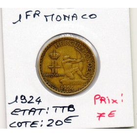 Monaco 1 franc 1924 TTB, Gad.127 crédit Foncier