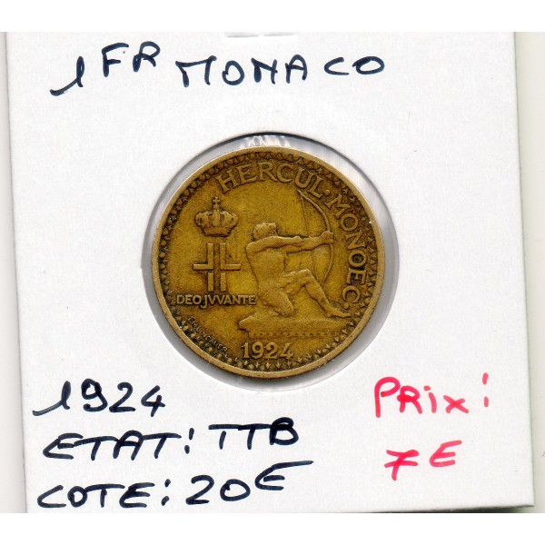 Monaco 1 franc 1924 TTB, Gad.127 crédit Foncier