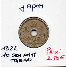 Japon 10 Sen Taisho an 11 1922 TTB, KM.Y45 Cupronickel
