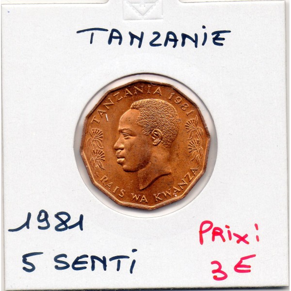 Tanzanie 5 senti 1981 Spl, KM.1 Voilier Indo-Pacifique