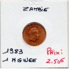 Zambie 1 Ngwee 1983 Spl, KM.9a oryctérope